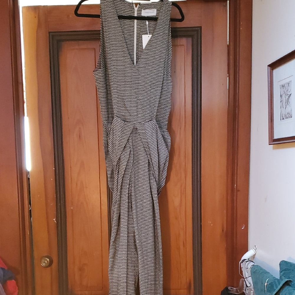 Sz 42 French NwT $1150 Christian Wijnants Black and White Wide Leg Jumpsuit